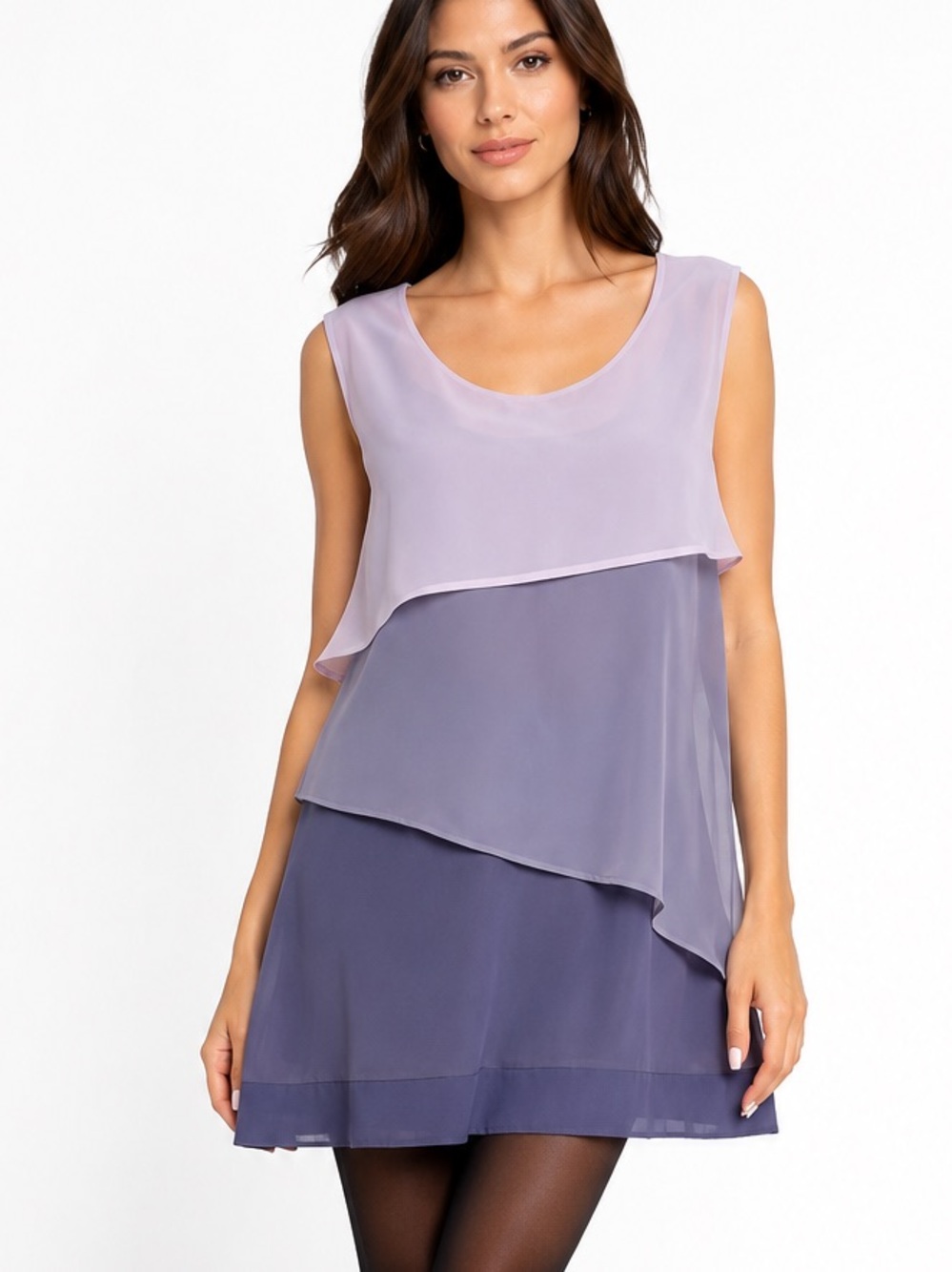 Purple ombré lavender layered swing shift mini dress rhinestone sparkle